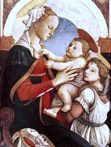 Sandro Botticelli, "Madonna con Bambino e un angelo", 1465-67, Galleria dello Spedale degli Innocenti, Firenze